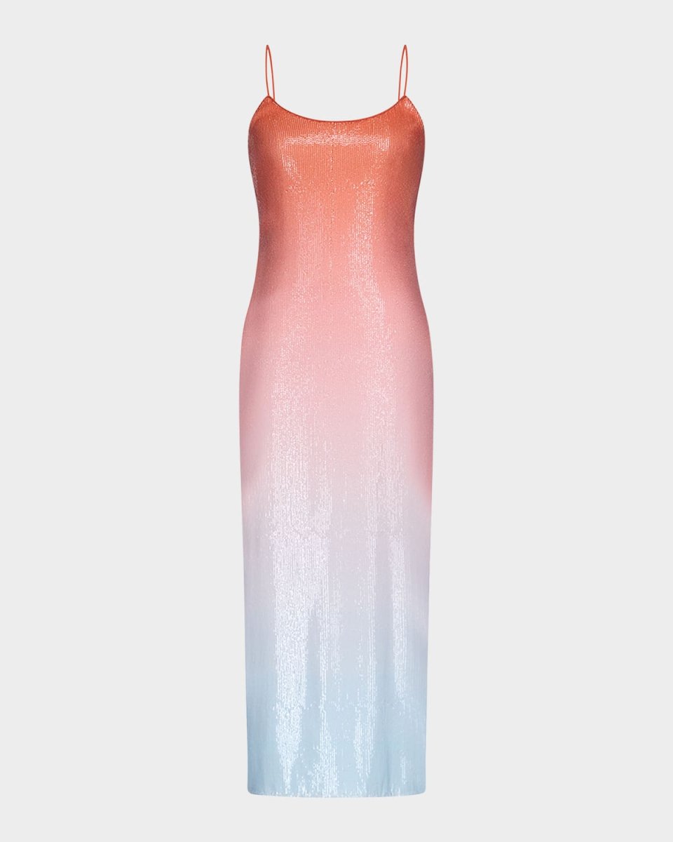 Scoop-Neck Ombre Sequin Midi Dress